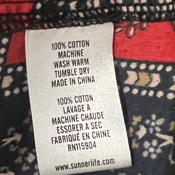 SUNNER Boho Patchwork Cotton Top Gold/Red/Black 3/4 Length Sleeve Size Small - Picture 4 of 4